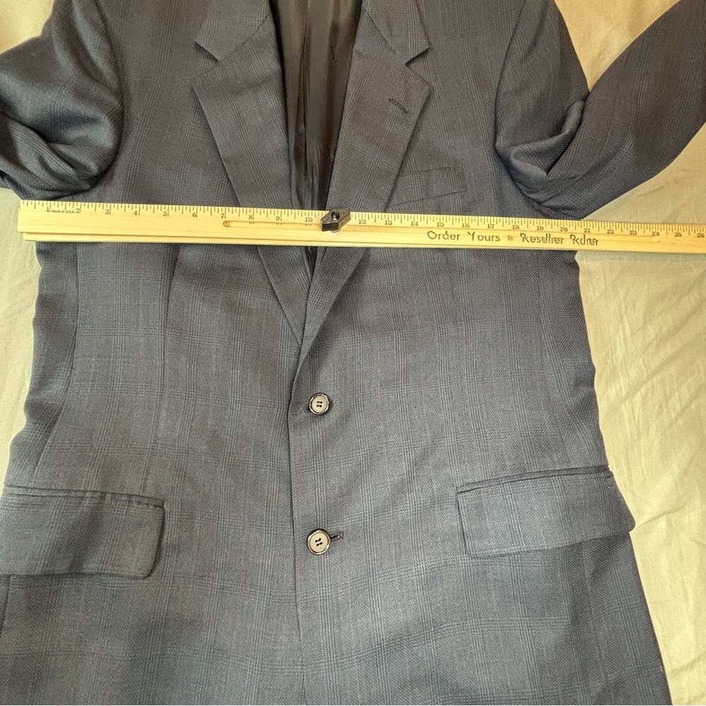 Vintage Yves Saint Laurent Blazer Men’s 42 Blue‎ Plaid - Picture 7 of 13